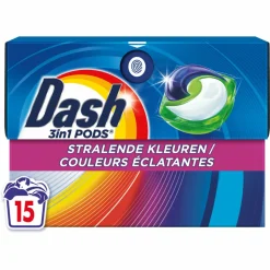 4x Dash Wasmiddelcapsules 3in1 Pods Stralende Kleuren 15 stuks