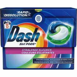 4x Dash Wasmiddelcapsules 3in1 Pods Stralende Kleuren 13 stuks