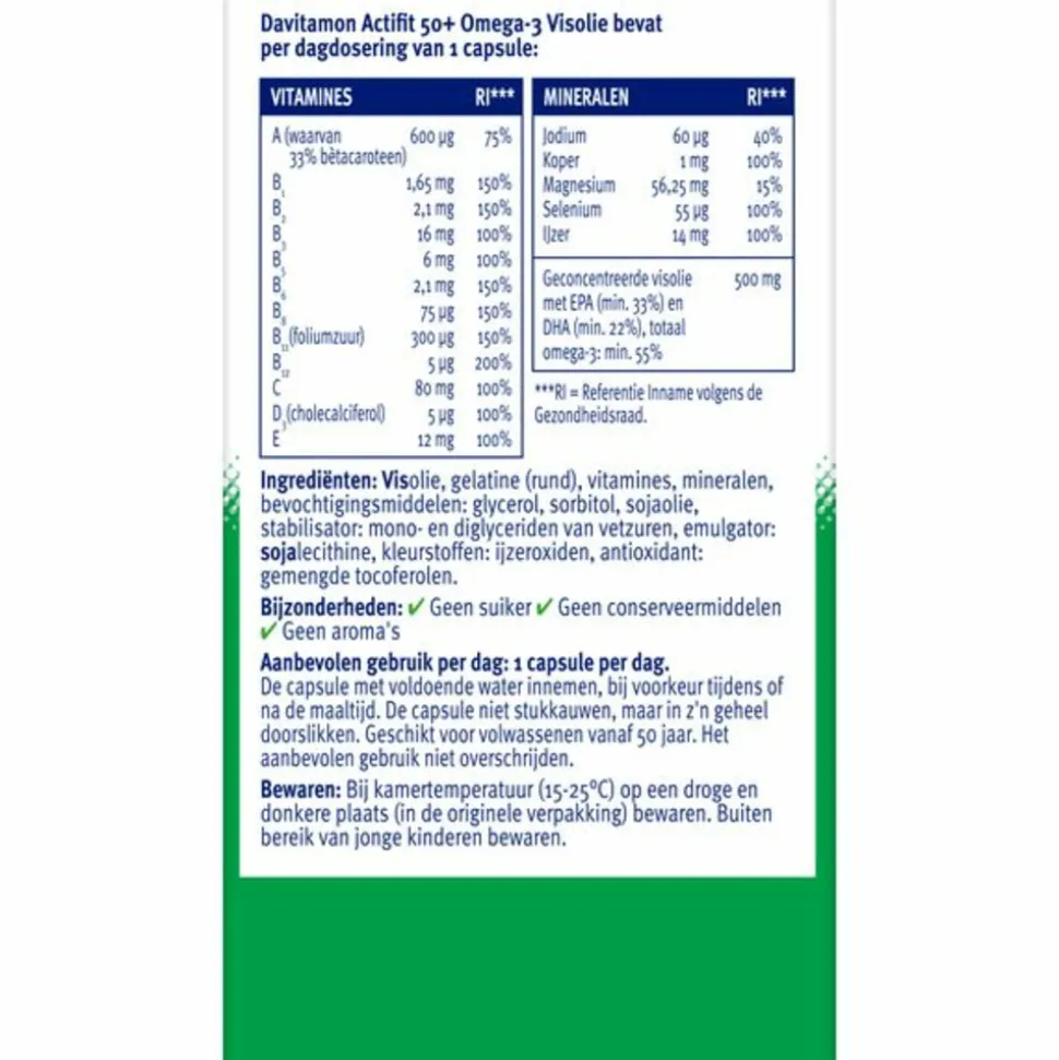 2x Davitamon Actifit 50+ Omega-3 Visolie 90 capsules