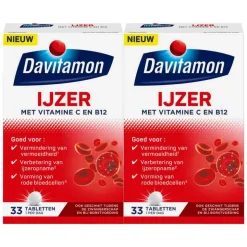 2x Davitamon IJzer Met Vitamine B12 33 tabletten