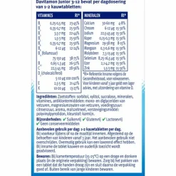 2x Davitamon Junior 3+ Kauwvitamines Framboos 120 kauwtabletten