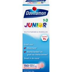 2x Davitamon Junior 1+ Multivitamines en Mineralen 150 tabletten
