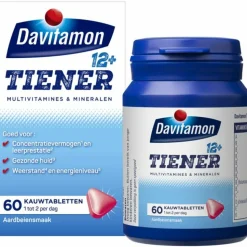 2x Davitamon Tiener 12+ Aardbei 60 kauwtabletten