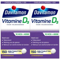 2x Davitamon Vitamine D 10 MCG Volwassenen 150 smelttabletten