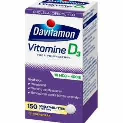 2x Davitamon Vitamine D 10 MCG Volwassenen 150 smelttabletten