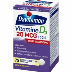 2x Davitamon Vitamine D3 20MCG Hoog Gedoseerd 75 smelttabletten