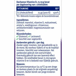 2x Davitamon Vitamine D3 75mcg 75 smelttabletten
