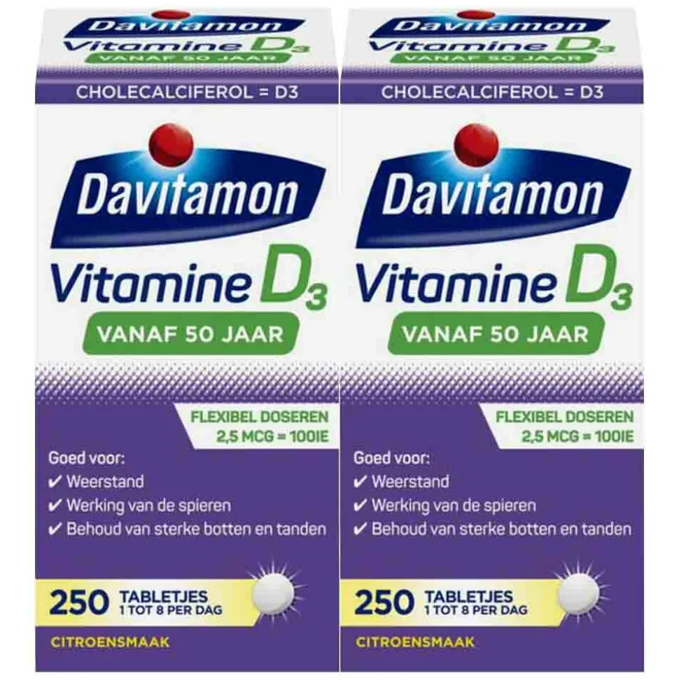 2x Davitamon Vitamine D3 Vanaf 50 Jaar 250 tabletten