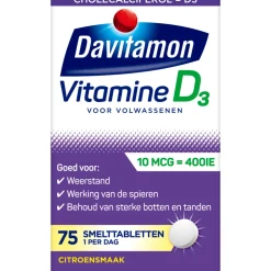 2x Davitamon Vitamine D Volwassenen 75 smelttabletten