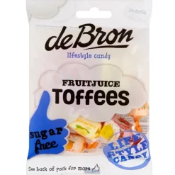 6x De bron Suikervrije Fruittoffee 90 gr