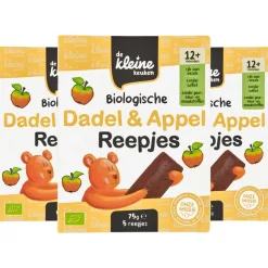3x de Kleine Keuken Bio Dadel & Appelreepjes 75 gr