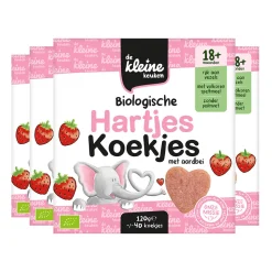4x de Kleine Keuken Bio Hartjeskoekjes Aardbei 120 gr