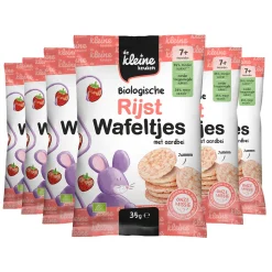 6x de Kleine Keuken Bio Rijstwafeltjes Aardbei 7+m 35 gr