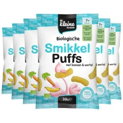 6x de Kleine Keuken Bio Smikkel Puffs Banaan & Wortel 30 gr