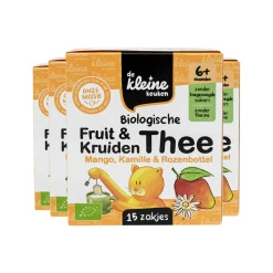 4x de Kleine Keuken Bio Thee 6+m Mango Kamille & Rozenbottel 30 gr