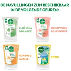 5x Dettol No Touch Wasgel Navulling Rozenwater & Sheabutter 250 ml