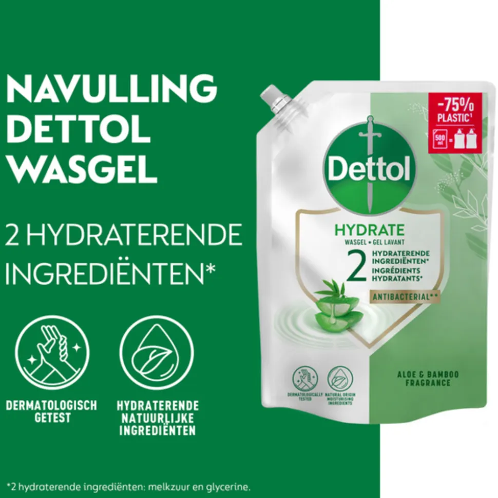 6x Dettol Refill Handzeep Hydrating Aloe Vera 500 ml