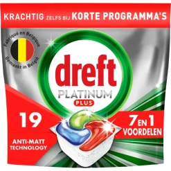 6x Dreft Vaatwastabletten Platinum Plus All In One 19 stuks