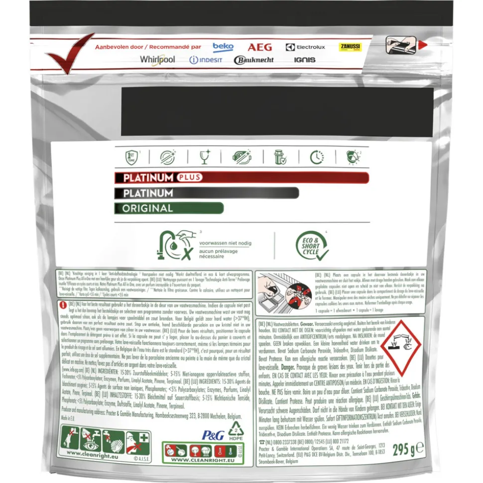 6x Dreft Vaatwastabletten Platinum Plus All In One 19 stuks