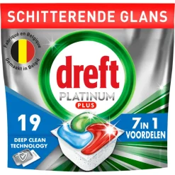 6x Dreft Vaatwastabletten Platinum Plus All In One Deep Clean 19 stuks