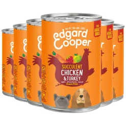 6x Edgard & Cooper Blik Vers Vlees Hondenvoer Kip - Kalkoen 400 gr