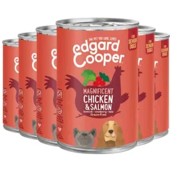 6x Edgard & Cooper Blik Vers Vlees Senior Hondenvoer Kip - Zalm 400 gr