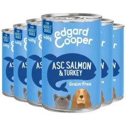 6x Edgard & Cooper Blik Vers Vlees Hondenvoer Zalm - Kalkoen 400 gr