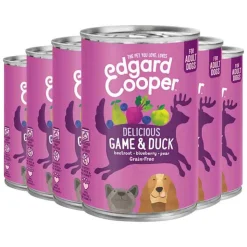 6x Edgard & Cooper Blik Vers Vlees Hondenvoer Wild - Eend 400 gr