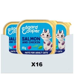16x Edgard & Cooper Kattenvoer Adult Pate Zalm - Kip 85 gr