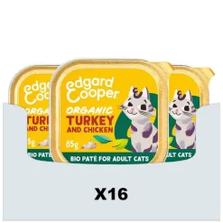 16x Edgard & Cooper Kattenvoer Adult Pate Biologische Kalkoen 85 gr