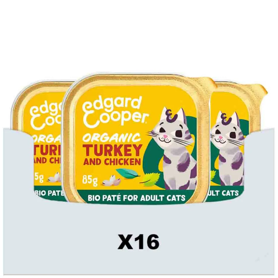16x Edgard & Cooper Kattenvoer Adult Pate Biologische Kalkoen 85 gr
