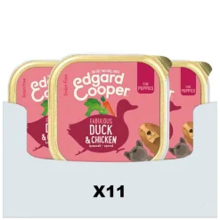 11x Edgard & Cooper Kuipje Vers Vlees Puppy Hondenvoer Eend - Kip 150 gr