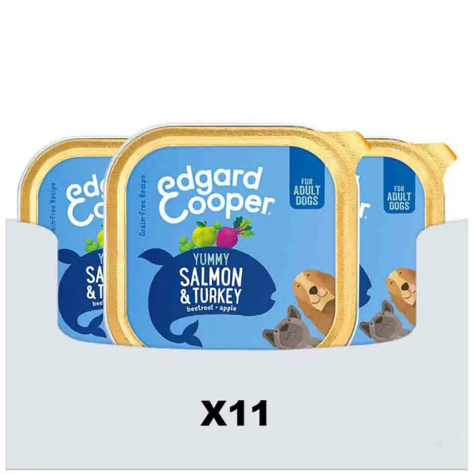 11x Edgard & Cooper Kuipje Vers Vlees Hondenvoer Zalm - Kalkoen 150 gr