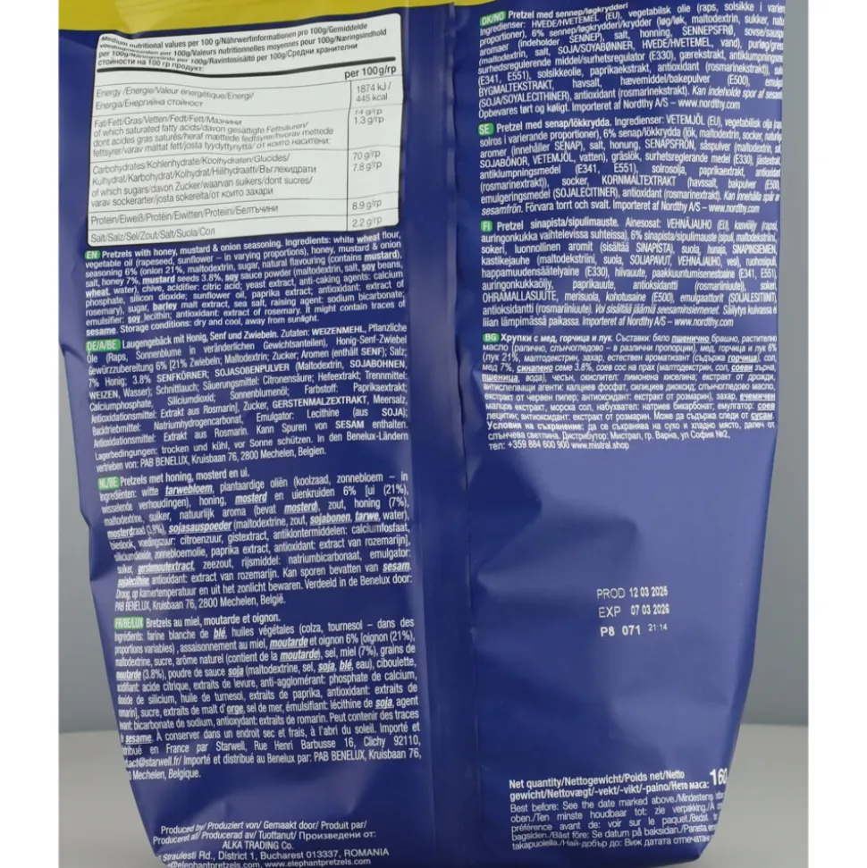 3x Elephant Pretzels Honing, Mosterd & Ui 160 gr