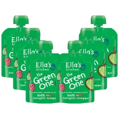 6x Ella's Kitchen Knijpzakje Fruit Smoothie 6+ m Appel Peer Banaan Kiwi 90 gr