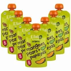 7x Ella's Kitchen Knijpzakje 4+ m Mango Peer Papaya 120 gr