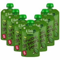 7x Ella's Kitchen Knijpzakje 4+ m Peer Broccoli Erwten 120 gr