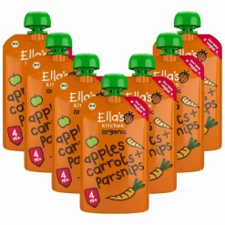 7x Ella's Kitchen Knijpzakje 4+ m Wortels Appels Pastinaak 120 gr