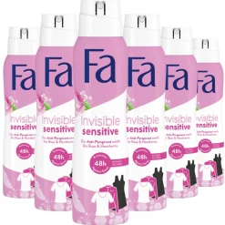 6x Fa Deodorant Spray Invisible Sensitive 150 ml
