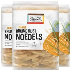 3x Fairtrade Original Bruine Rijst Noedels 225 gr