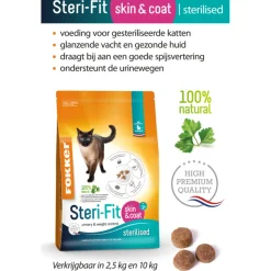 3x Fokker Steri-Fit Kattenvoer Skin & Coat 2,5 kg