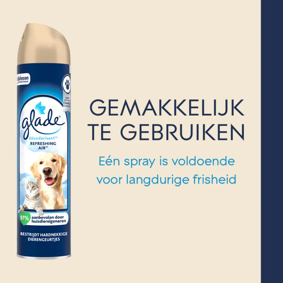 6x Glade Luchtverfrisser Refreshing Air tegen Huisdierengeurtjes 300 ml