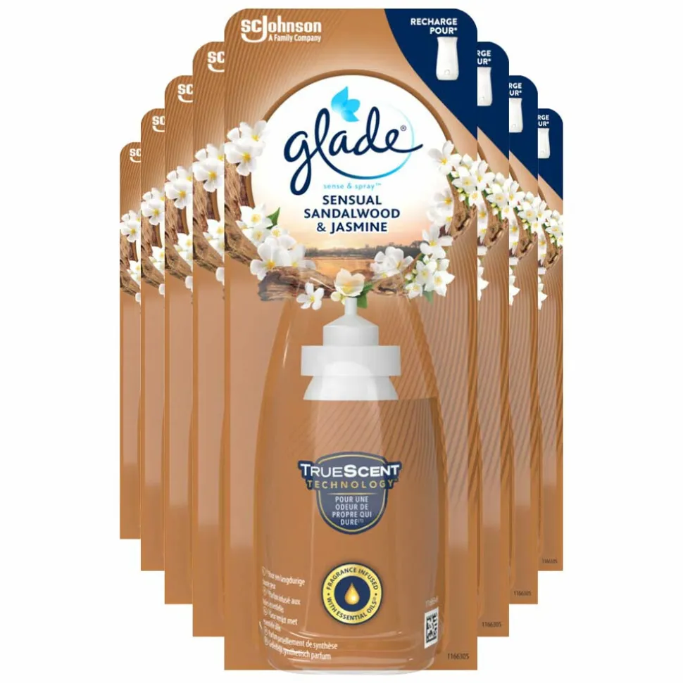 8x Glade Sense & Spray Sensual Sandalwood & Jasmine 18 ml