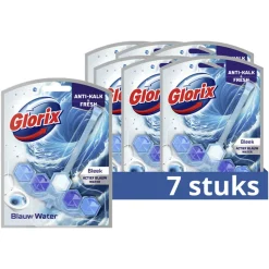 7x Glorix Toiletblok Blauw Water Bleek