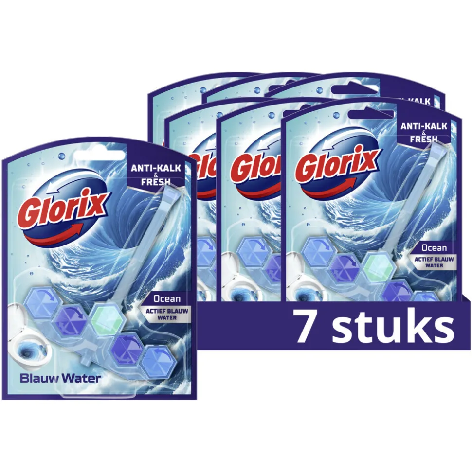 7x Glorix Toiletblok Blauw Water Ocean