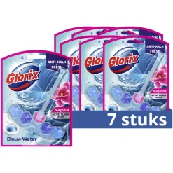 7x Glorix Toiletblok Blauw Water Pink Magnolia
