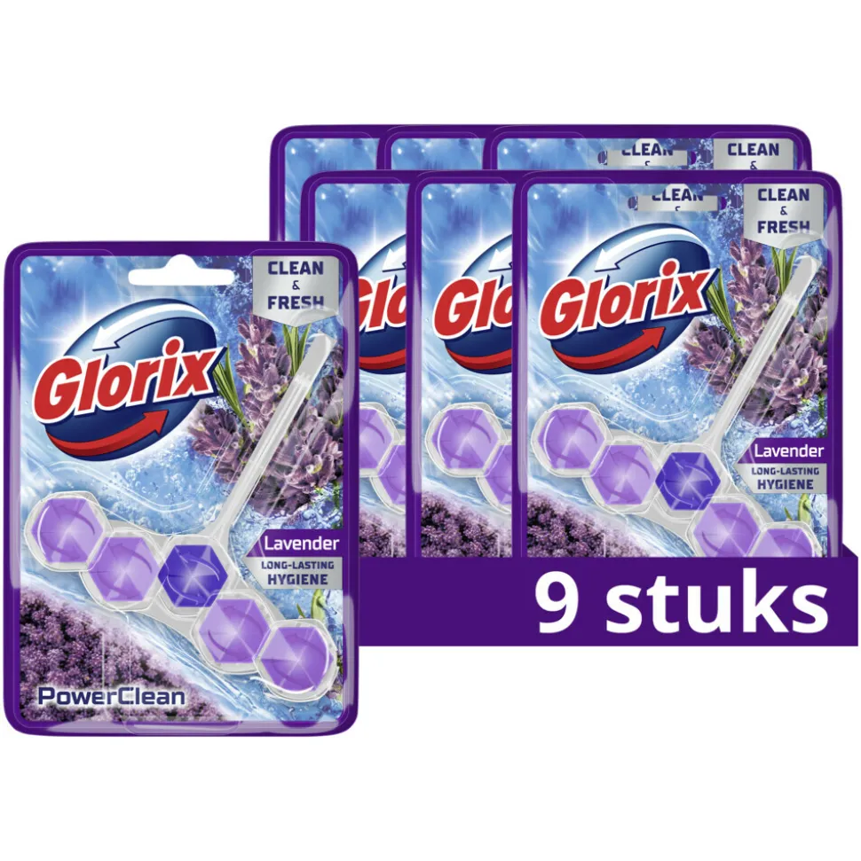 9x Glorix Toiletblok Power Clean Lavendel