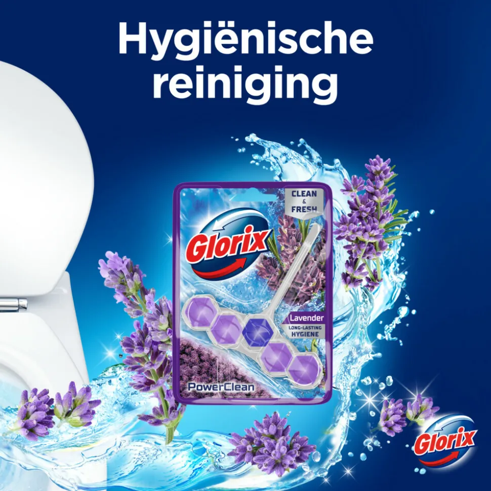 9x Glorix Toiletblok Power Clean Lavendel