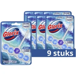 9x Glorix Toiletblok Power Clean Ocean
