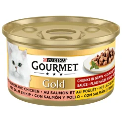 24x Gourmet Gold Fijne Hapjes Zalm - Kip 85 gr